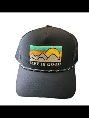 Life is Good Black Hat With Rope In Front
